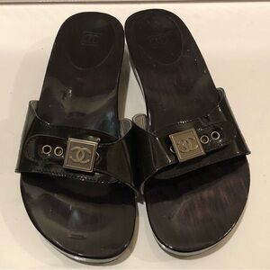Chanel Vintage Wood Sandal Mules